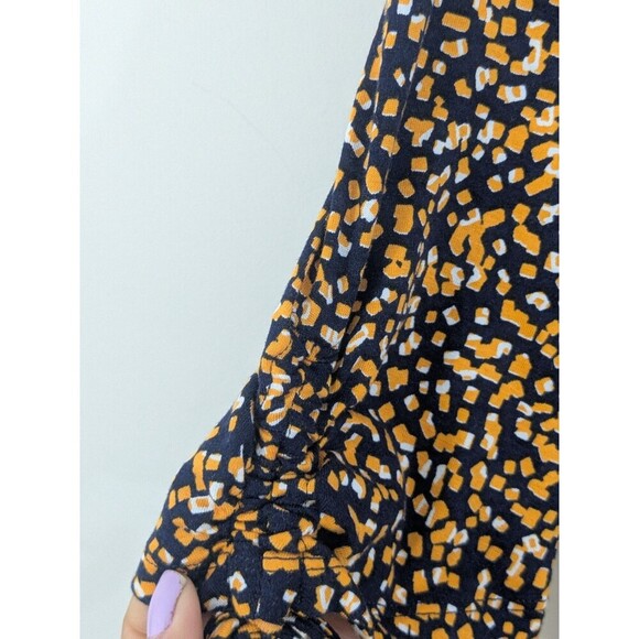 Hobbs Long Midi Samantha Dress Half Sleeve Full Pattern UK14 US M Orange Navy - Picture 8 of 13